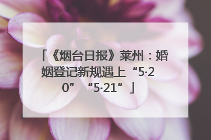 《烟台日报》莱州：婚姻登记新规遇上“5·20”“5·21”