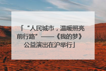 “人民城市，温暖照亮前行路”——《我的梦》公益演出在沪举行