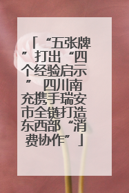 “五张牌”打出“四个经验启示” 四川南充携手瑞安市全链打造东西部“消费协作”