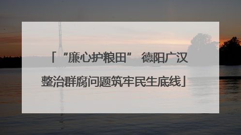 “廉心护粮田” 德阳广汉整治群腐问题筑牢民生底线