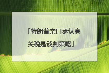 特朗普亲口承认高关税是谈判策略