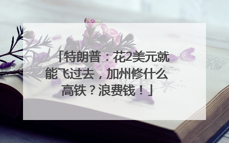 特朗普：花2美元就能飞过去，加州修什么高铁？浪费钱！
