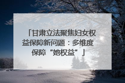 甘肃立法聚焦妇女权益保障新问题：多维度保障“她权益”