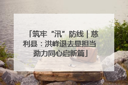 筑牢“汛”防线｜慈利县：洪峰退去显担当 勠力同心启新篇