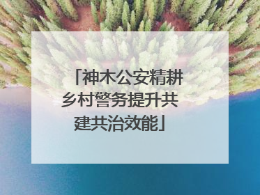 神木公安精耕乡村警务提升共建共治效能