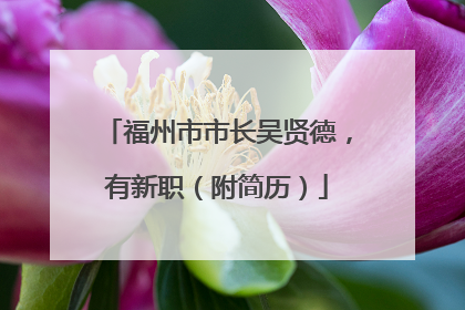 福州市市长吴贤德，有新职（附简历）