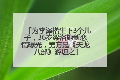 为李泽楷生下3个儿子，36岁梁洛施新恋情曝光，男方是《天龙八部》游坦之