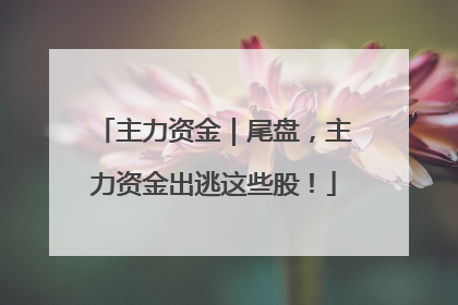 主力资金｜尾盘，主力资金出逃这些股！