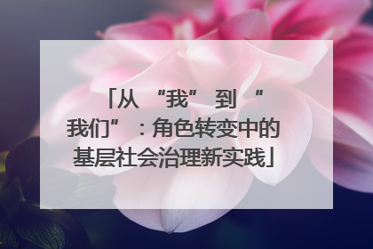 从 “我” 到 “我们”：角色转变中的基层社会治理新实践