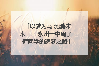 以梦为马 驰骋未来——永州一中周子俨同学的逐梦之路