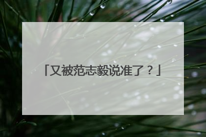 又被范志毅说准了？