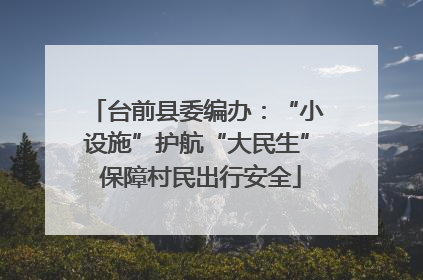台前县委编办：“小设施”护航“大民生” 保障村民出行安全
