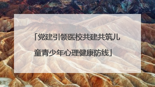 党建引领医校共建共筑儿童青少年心理健康防线