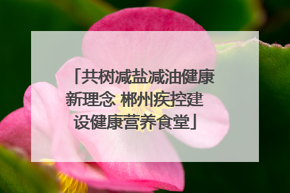 共树减盐减油健康新理念 郴州疾控建设健康营养食堂