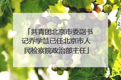 共青团北京市委副书记乔学慧已任北京市人民检察院政治部主任
