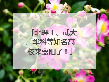北理工、武大、华科等知名高校来襄阳了！
