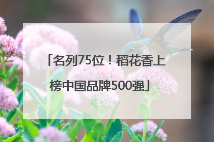 名列75位！稻花香上榜中国品牌500强