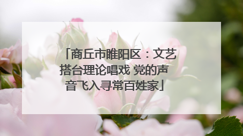 商丘市睢阳区：文艺搭台理论唱戏 党的声音飞入寻常百姓家