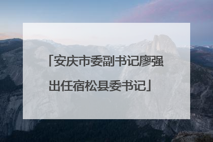 安庆市委副书记廖强出任宿松县委书记