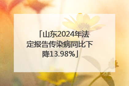 山东2024年法定报告传染病同比下降13.98%