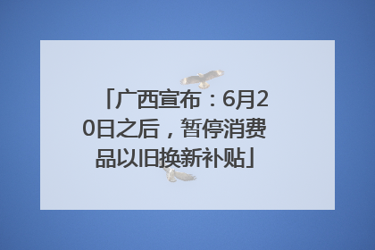 广西宣布：6月20日之后，暂停消费品以旧换新补贴