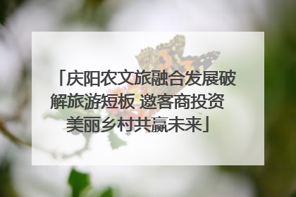 庆阳农文旅融合发展破解旅游短板 邀客商投资美丽乡村共赢未来