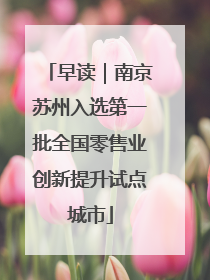 早读｜南京苏州入选第一批全国零售业创新提升试点城市