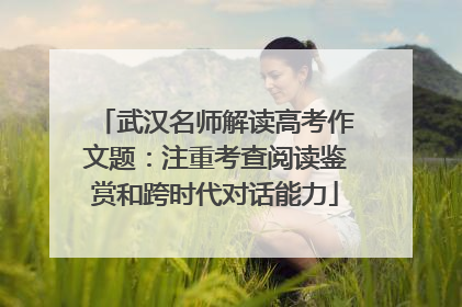 武汉名师解读高考作文题：注重考查阅读鉴赏和跨时代对话能力
