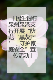 民生银行泉州泉港支行开展“防范‘黑灰产’，守护家庭安全”宣传活动
