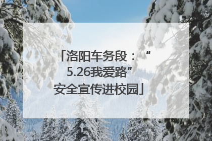 洛阳车务段：“5.26我爱路”安全宣传进校园