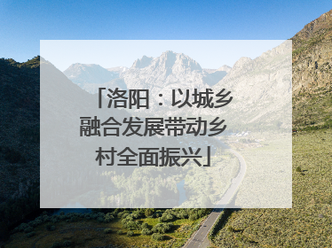 洛阳：以城乡融合发展带动乡村全面振兴