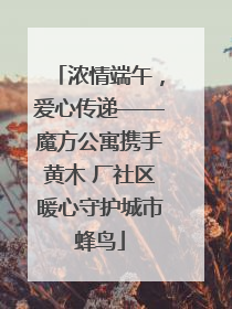 浓情端午，爱心传递——魔方公寓携手黄木 厂社区暖心守护城市蜂鸟
