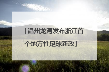 温州龙湾发布浙江首个地方性足球新政