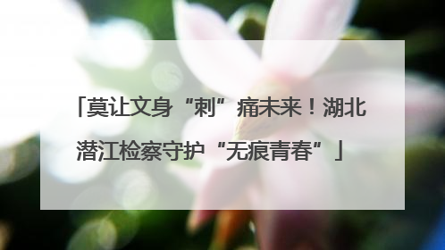 莫让文身“刺”痛未来！湖北潜江检察守护“无痕青春”