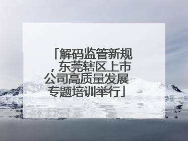 解码监管新规，东莞辖区上市公司高质量发展专题培训举行