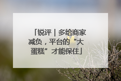 锐评｜多给商家减负，平台的“大蛋糕”才能保住