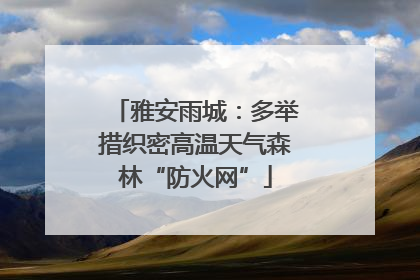雅安雨城：多举措织密高温天气森林“防火网”