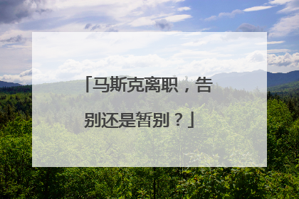 马斯克离职，告别还是暂别？