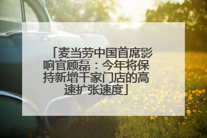 麦当劳中国首席影响官顾磊：今年将保持新增千家门店的高速扩张速度