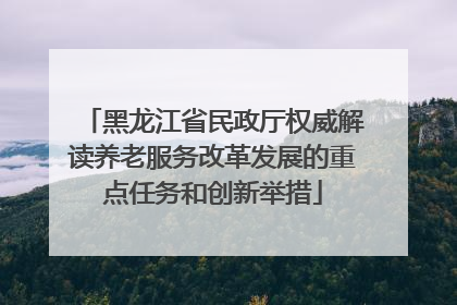 黑龙江省民政厅权威解读养老服务改革发展的重点任务和创新举措