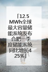 12.5MWh全球最大容量储能系统发布 合肥一季度储能系统同比增长425%